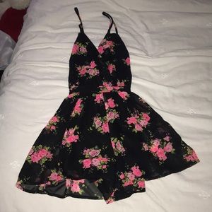 Floral and black Romper